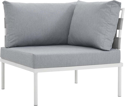 Harmony 8-Piece Aluminum Outdoor Patio Furniture Sectional Sofa Set with Cushions in White Gray-4