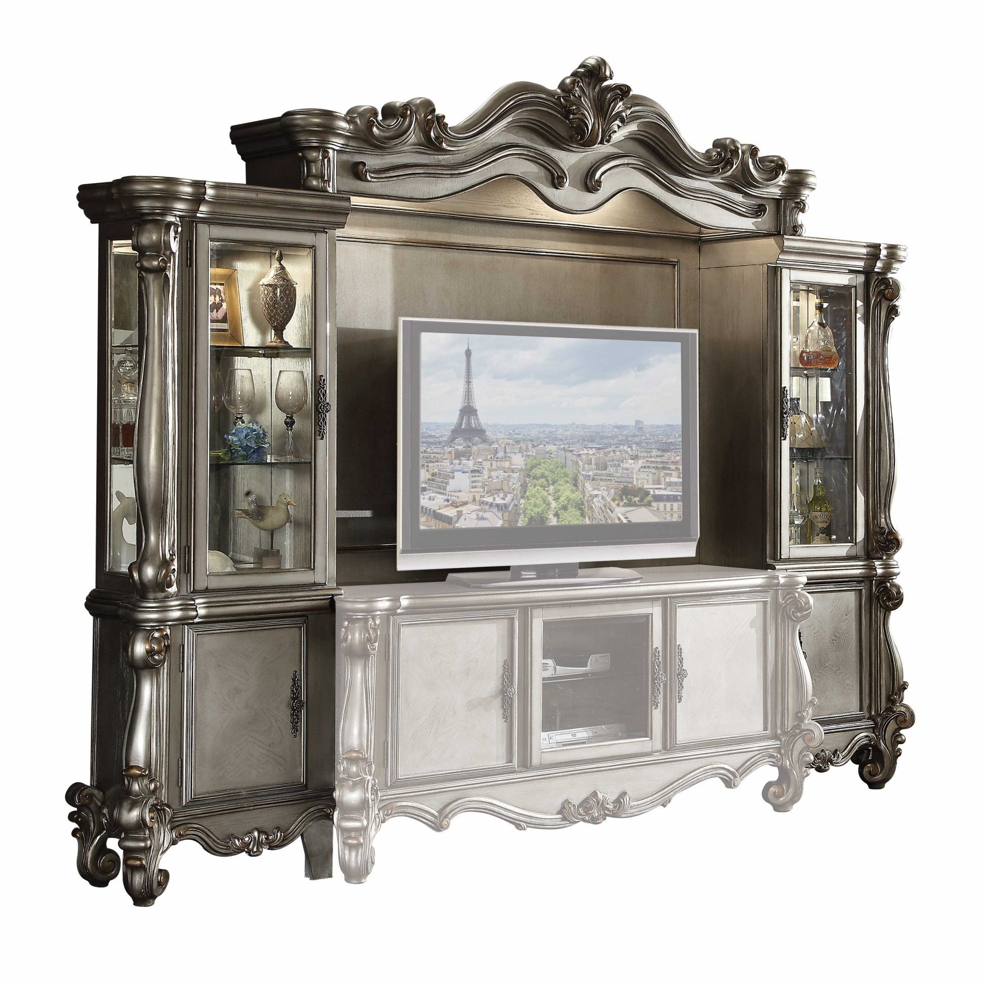 118" Platinum Solid Wood Floating Mount Entertainment Center-2