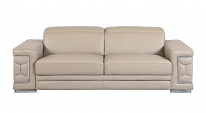Two Piece Indoor Beige Italian Leather Five Person Seating Set-2