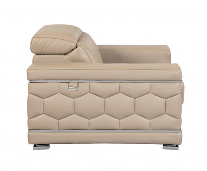 Two Piece Indoor Beige Italian Leather Five Person Seating Set-4