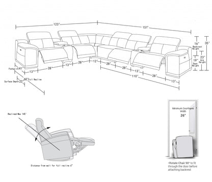 Camel Italian Leather Power Reclining U Shaped Eight Piece Corner Sectional With Console-8