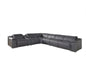 Gray Italian Leather Power Reclining U Shaped Seven Piece Corner Sectional With Console-0