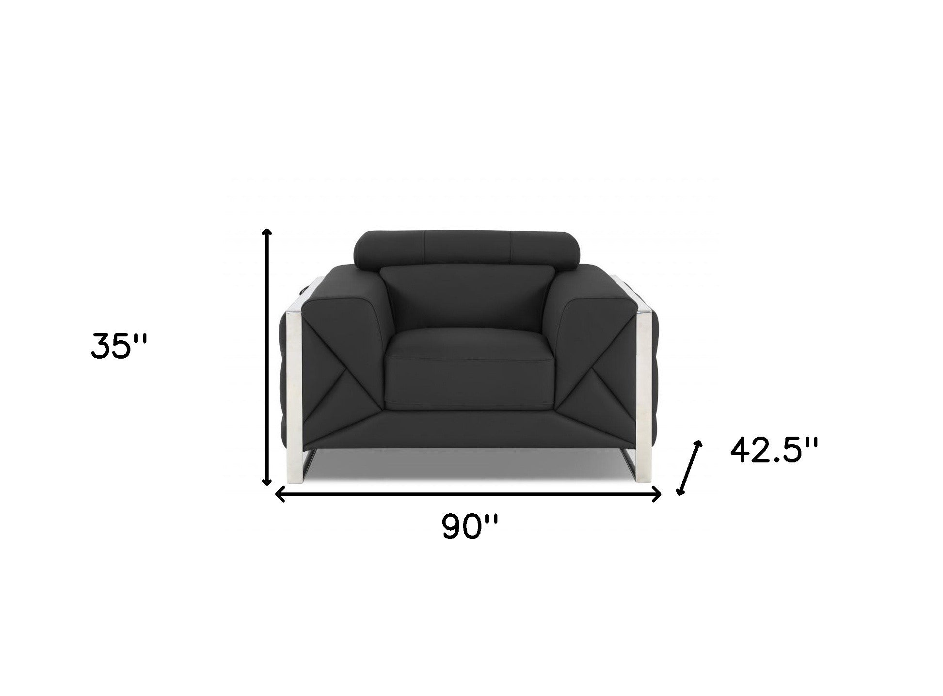 Three Piece Indoor Dark Gray Italian Leather Six Person Seating Set-6