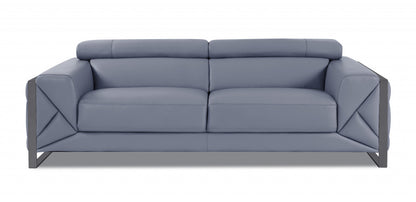 Two Piece Indoor Light Blue Italian Leather Five Person Seating Set-3