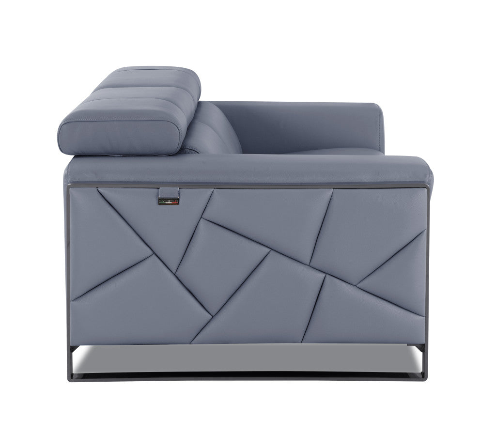 Two Piece Indoor Light Blue Italian Leather Five Person Seating Set-4