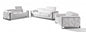 Three Piece Indoor White Italian Leather Six Person Seating Set-0