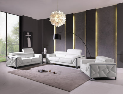 Three Piece Indoor White Italian Leather Six Person Seating Set-5