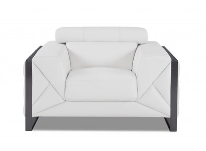Three Piece Indoor White Italian Leather Six Person Seating Set-2
