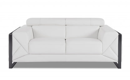 Three Piece Indoor White Italian Leather Six Person Seating Set-3
