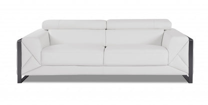 Three Piece Indoor White Italian Leather Six Person Seating Set-4