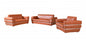 Three Piece Indoor Camel Italian Leather Six Person Seating Set-0