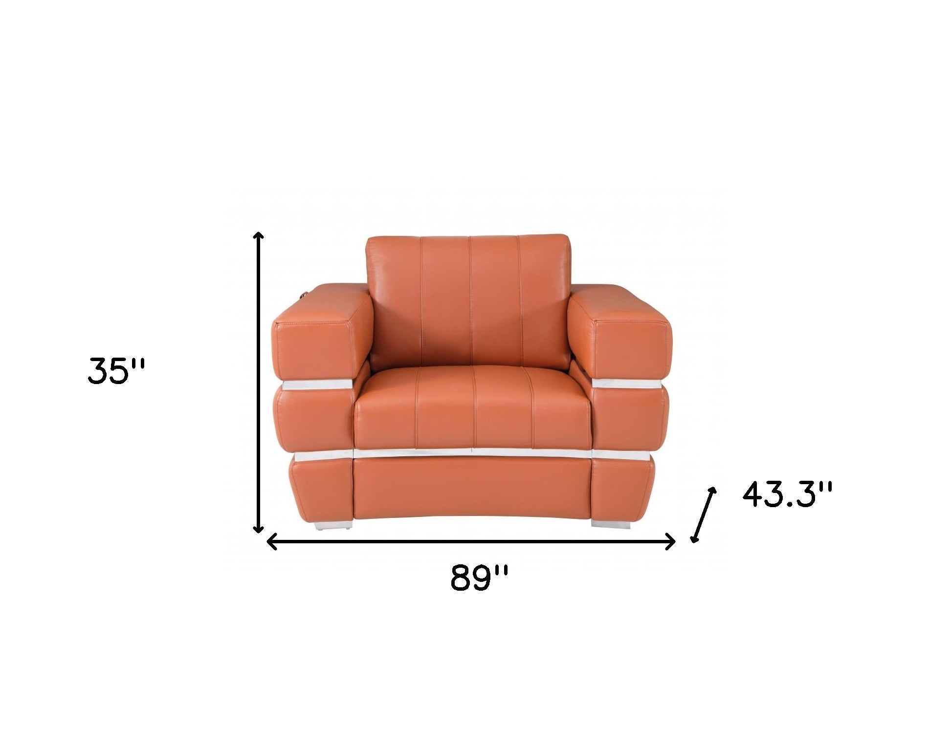 Three Piece Indoor Camel Italian Leather Six Person Seating Set-6