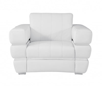 Three Piece Indoor White Italian Leather Six Person Seating Set-2