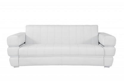 Three Piece Indoor White Italian Leather Six Person Seating Set-4