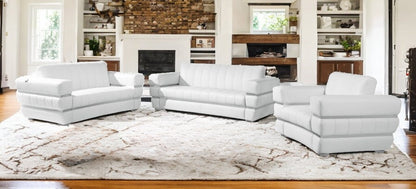 Three Piece Indoor White Italian Leather Six Person Seating Set-1