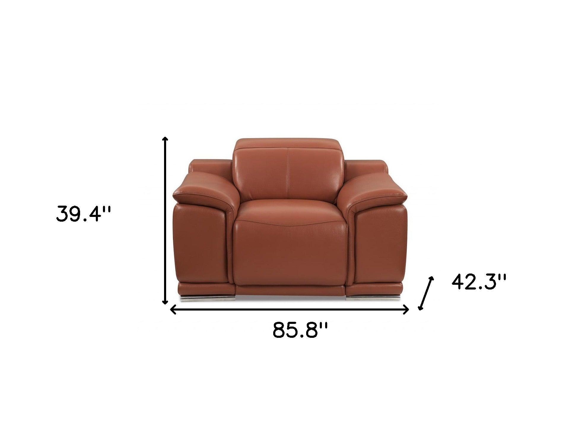 Three Piece Indoor Camel Italian Leather Six Person Seating Set-8
