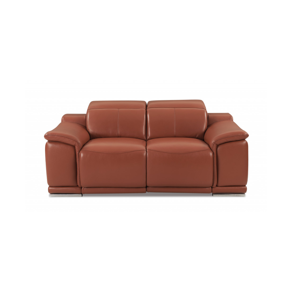Two Piece Indoor Camel Italian Leather Five Person Seating Set-3