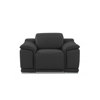 Three Piece Indoor Dark Gray Italian Leather Six Person Seating Set-1