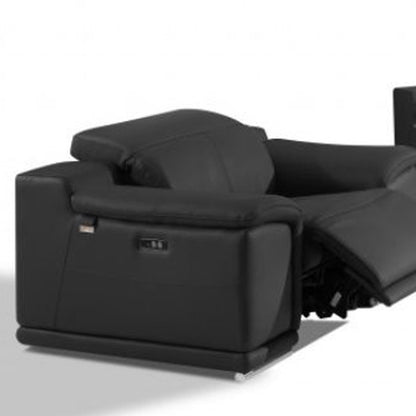 Three Piece Indoor Dark Gray Italian Leather Six Person Seating Set-6