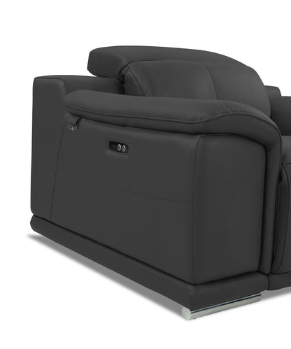Two Piece Indoor Dark Gray Italian Leather Five Person Seating Set-1