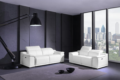 Two Piece Indoor White Italian Leather Five Person Seating Set-5