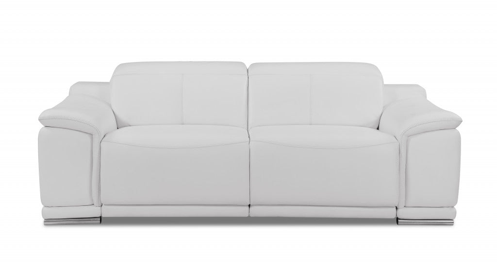 Two Piece Indoor White Italian Leather Five Person Seating Set-2