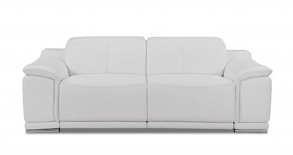 Two Piece Indoor White Italian Leather Five Person Seating Set-2