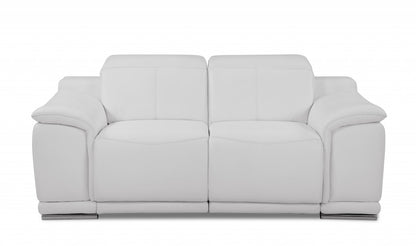 Two Piece Indoor White Italian Leather Five Person Seating Set-3