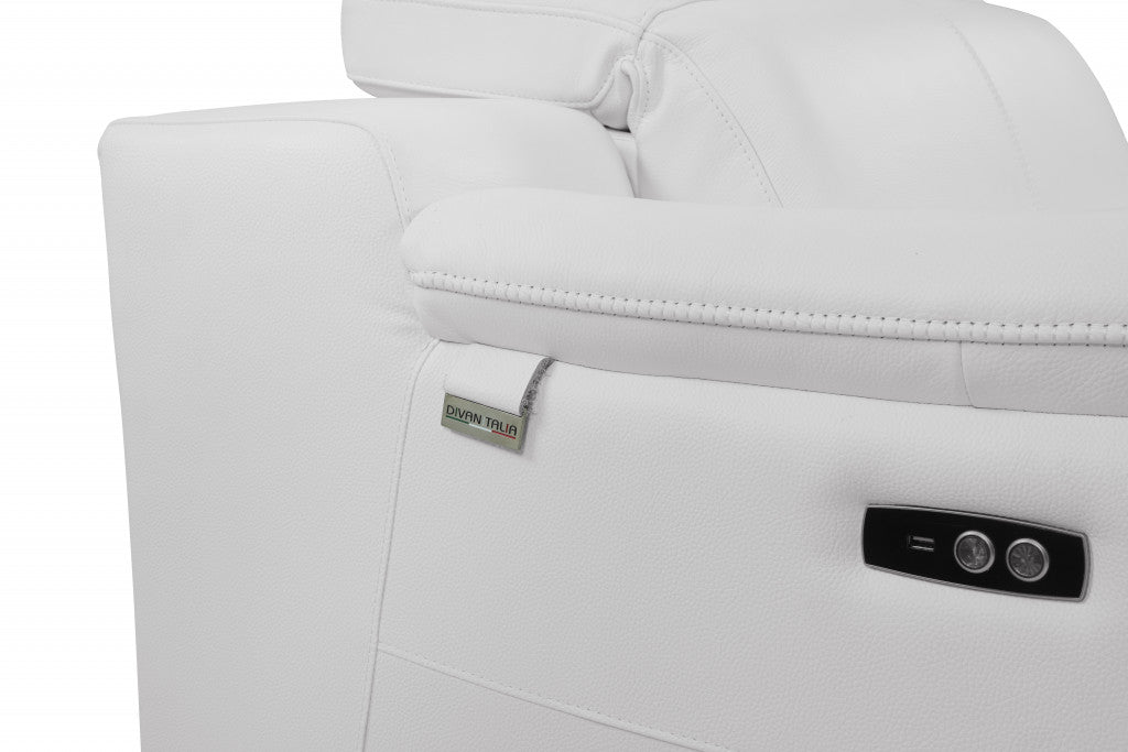 Two Piece Indoor White Italian Leather Five Person Seating Set-4