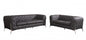 Two Piece Indoor Brown Italian Leather Five Person Seating Set-0