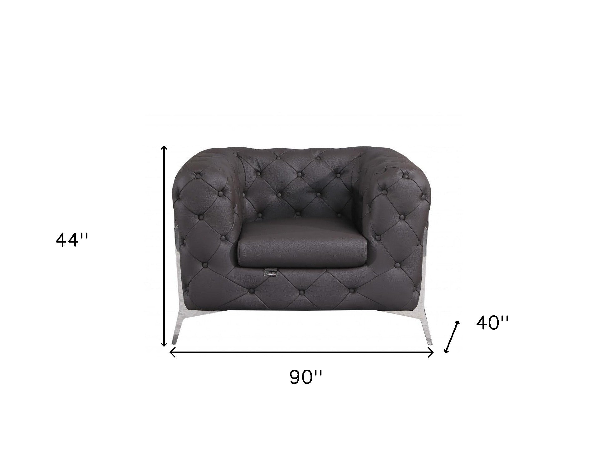 Three Piece Indoor Brown Italian Leather Six Person Seating Set-6