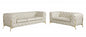Two Piece Indoor Beige Italian Leather Five Person Seating Set-0