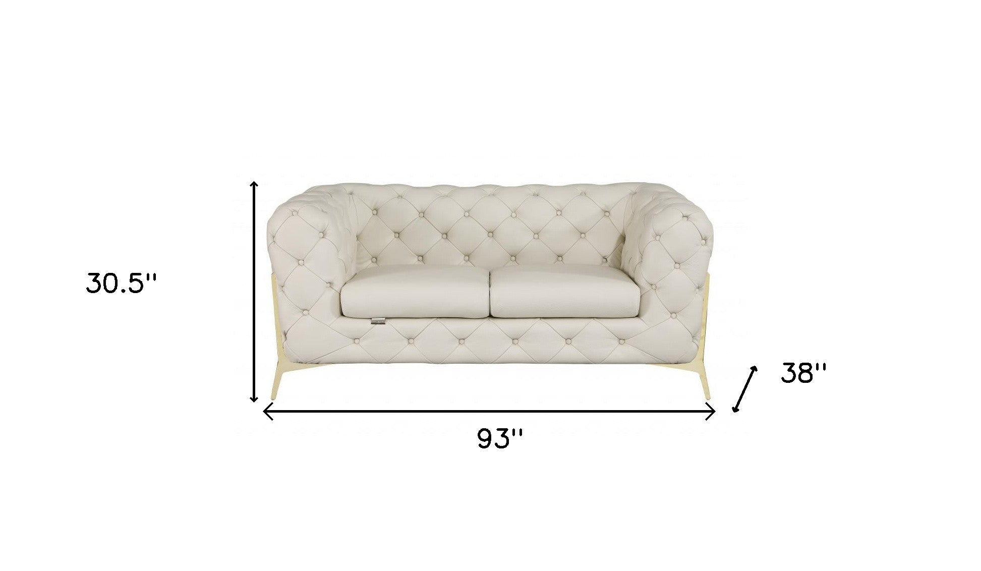 Two Piece Indoor Beige Italian Leather Five Person Seating Set-6