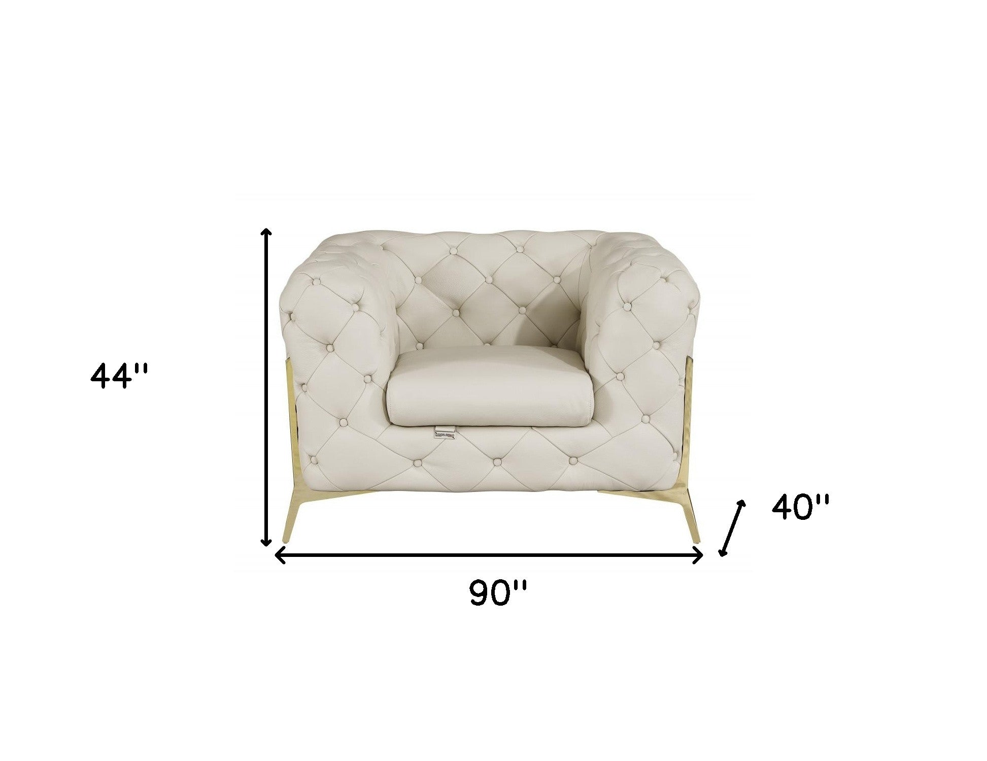 Three Piece Indoor Beige Italian Leather Six Person Seating Set-6