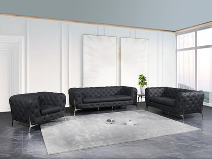 Three Piece Indoor Dark Gray Italian Leather Six Person Seating Set-5