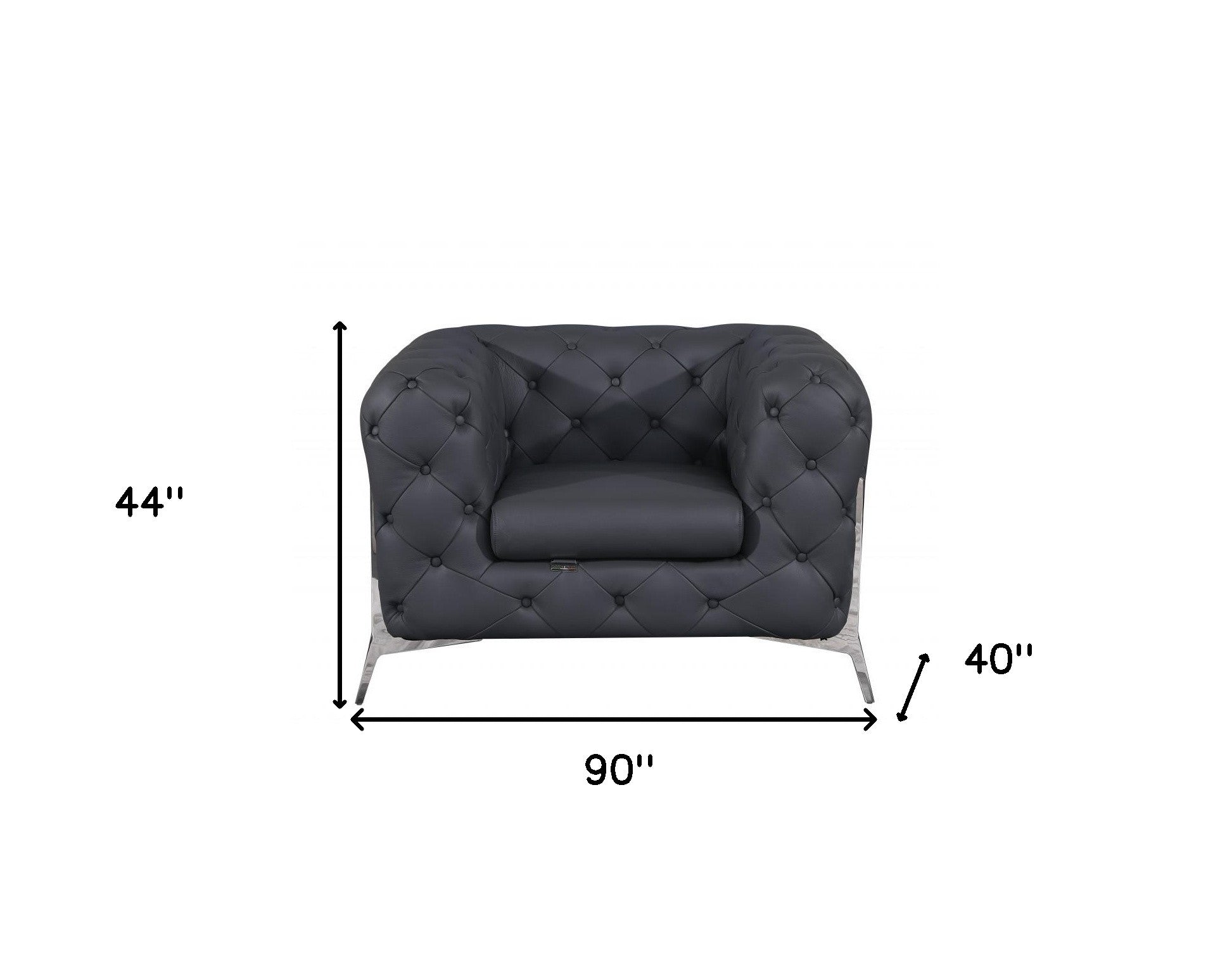 Three Piece Indoor Dark Gray Italian Leather Six Person Seating Set-6