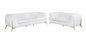 Two Piece Indoor White Italian Leather Five Person Seating Set-0