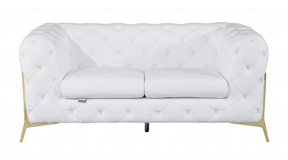 Two Piece Indoor White Italian Leather Five Person Seating Set-2