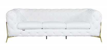 Two Piece Indoor White Italian Leather Five Person Seating Set-3