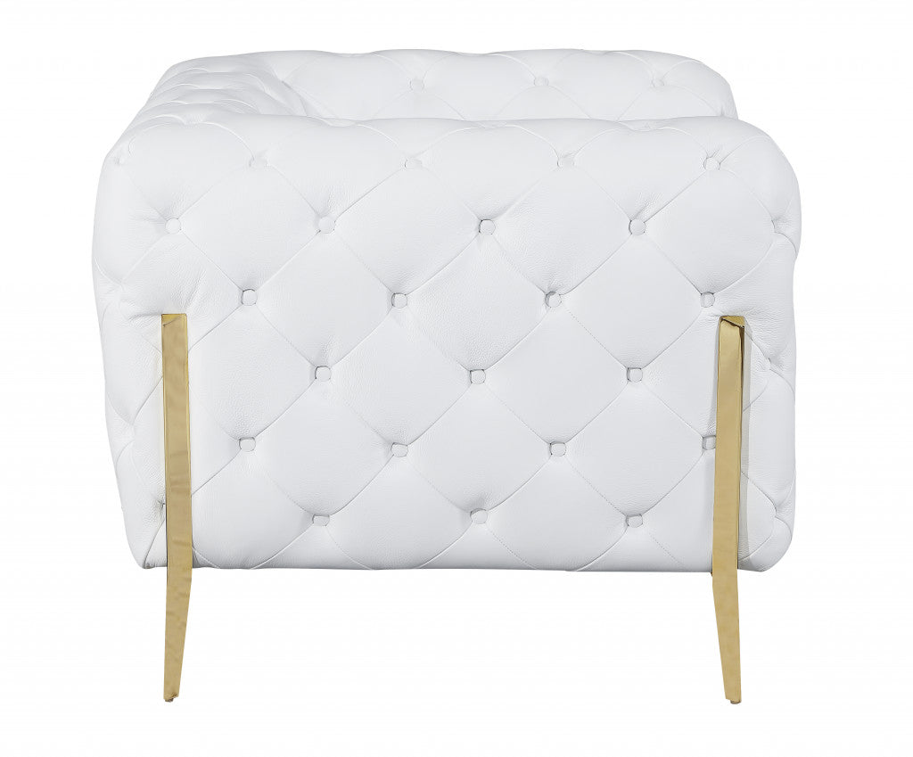 Two Piece Indoor White Italian Leather Five Person Seating Set-4