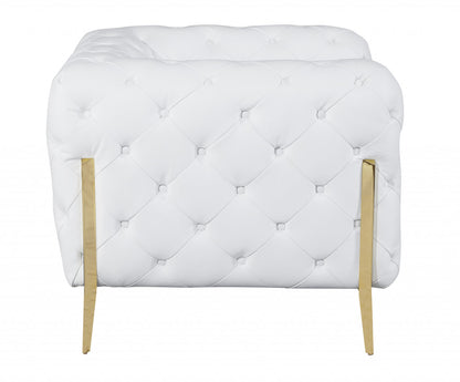 Two Piece Indoor White Italian Leather Five Person Seating Set-4