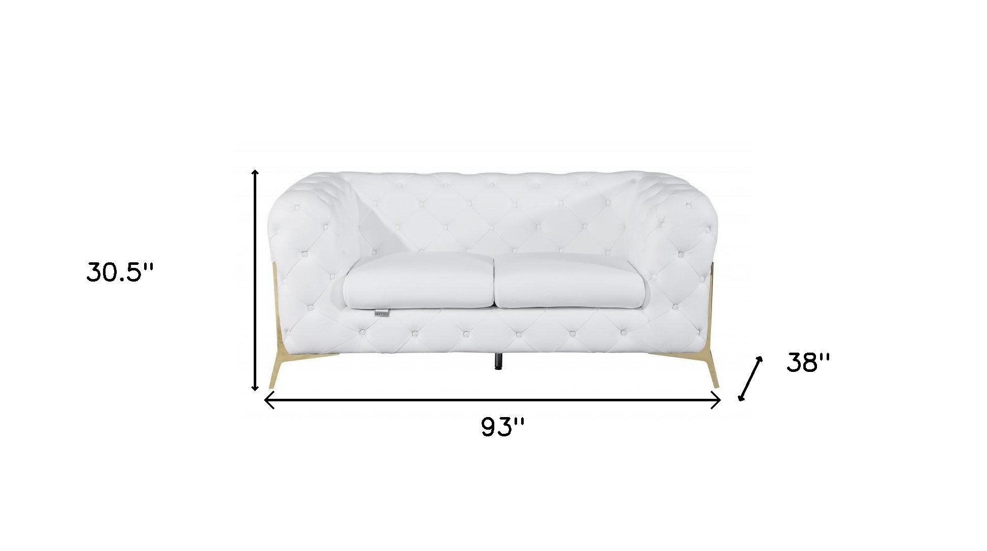 Two Piece Indoor White Italian Leather Five Person Seating Set-6