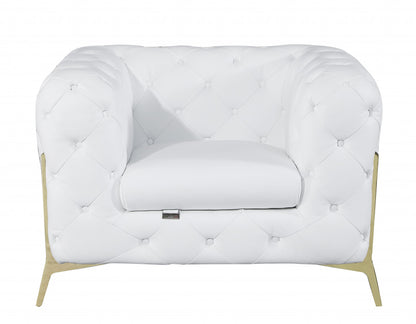 Three Piece Indoor White Italian Leather Six Person Seating Set-2