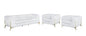Three Piece Indoor White Italian Leather Five Person Seating Set-0