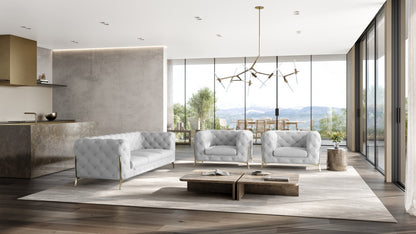 Three Piece Indoor White Italian Leather Five Person Seating Set-5