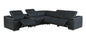 Black Italian Leather Power Reclining U Shaped Six Piece Corner Sectional With Console-0