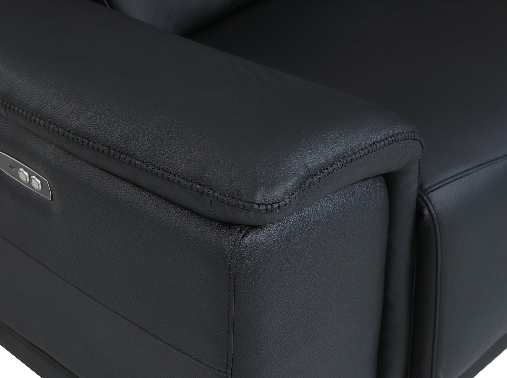 Black Italian Leather Power Reclining U Shaped Eight Piece Corner Sectional With Console-8