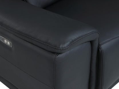 Black Italian Leather Power Reclining U Shaped Eight Piece Corner Sectional With Console-8