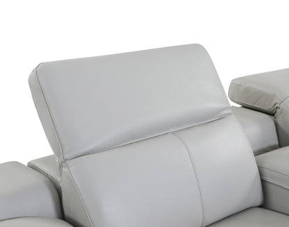 Light Gray Italian Leather Power Reclining U Shaped Eight Piece Corner Sectional With Console-5