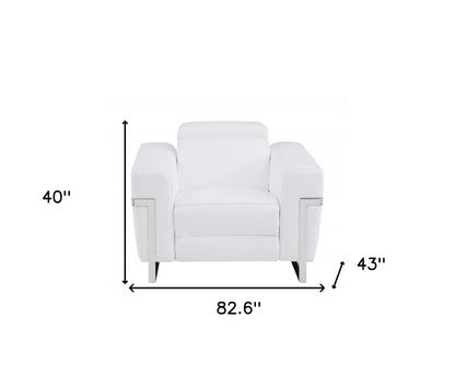 Three Piece White Italian Leather Six Person Seating Set-8